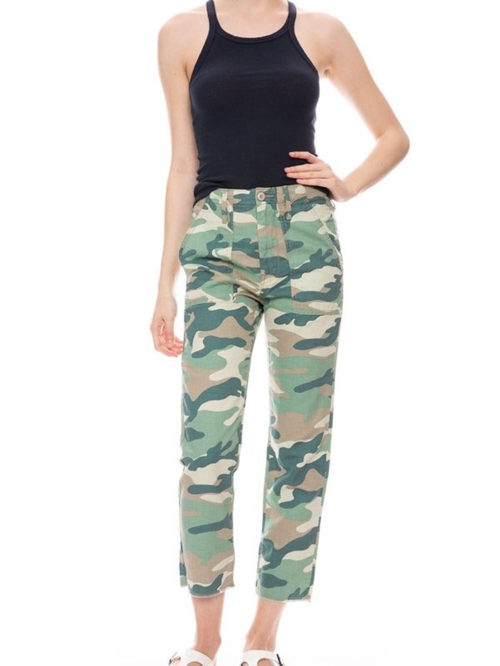 104. Mother The Shaker Chop Crop Camo Pants